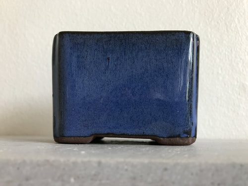 Rektangulær bonsaipotte med blå glasur