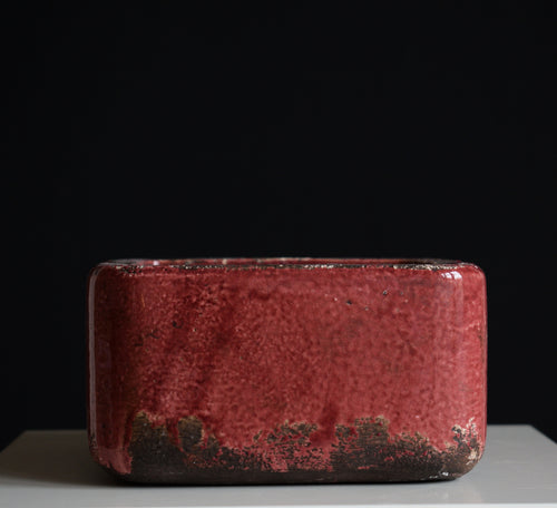 Rød, firkantet potte i glasfiber